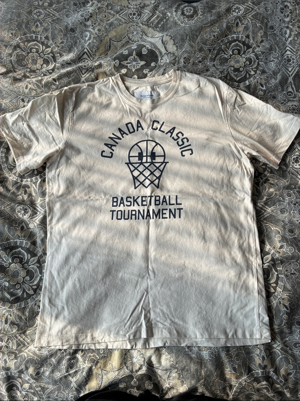 Province of Canada Basketball is Canadian Tee in Natural with Navy Logo